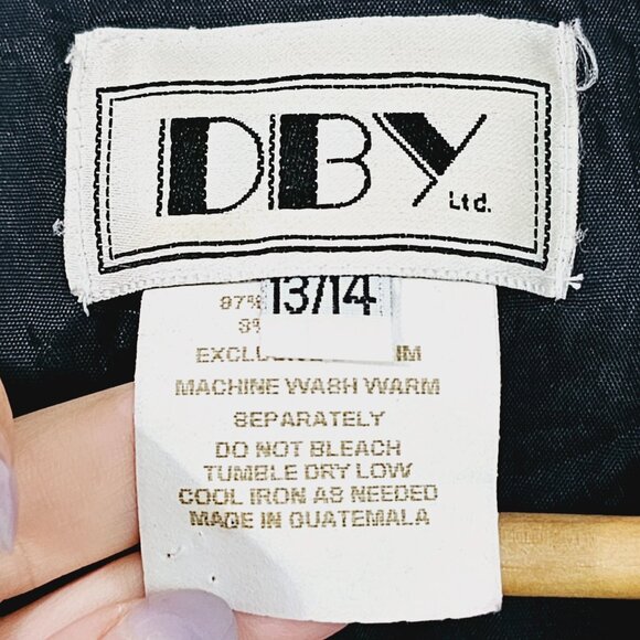 Vintage Black‎ Faux Suede Blazer White Collar Womens Size 13/14《905》A - Picture 6 of 6